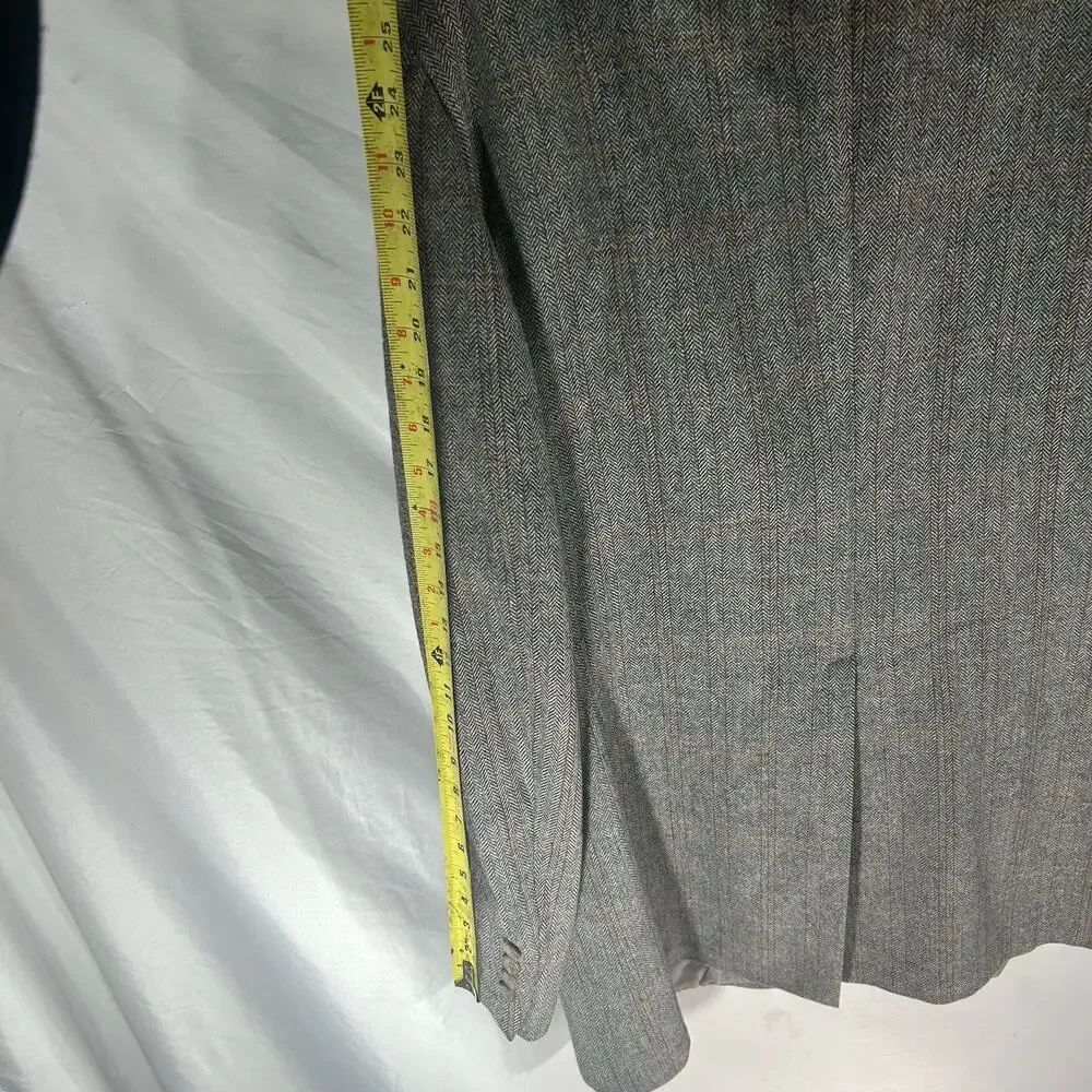 Chaps Ralph Lauren Gray Herringbone Windowpane Wool‎ Blazer Sport Coat Men
